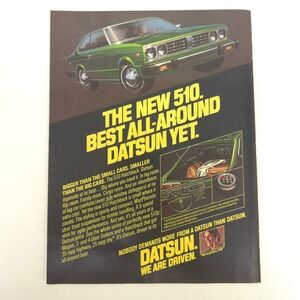 Vintage Datsun 510 Print Ad Japanese Hatchback Show Display Advertising Garage